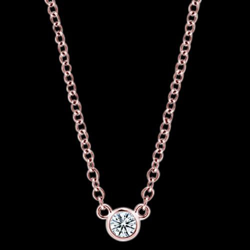 1.5 Carat Genuine Diamond 16 Or 18 Pendant Necklace Rose Gold Yard Bezel Set