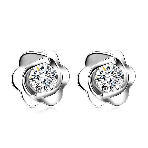 1.5 Carats Round Cut Stud Real Diamond Women Earring Pair White Gold 14K