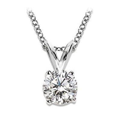 1.5 Carats Round Genuine Diamond Solitaire Pendant White Gold Women Jewelry