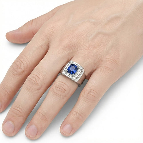 1.60 Ct Sri Lankan Sapphire Natural Earth Mined Diamond ( Not Lab Grown ) Ring 14K White Gold