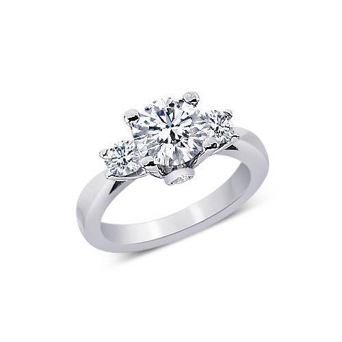 1.61 Carat Round Real Diamonds 3 Stone Style Engagement Ring Jewelry