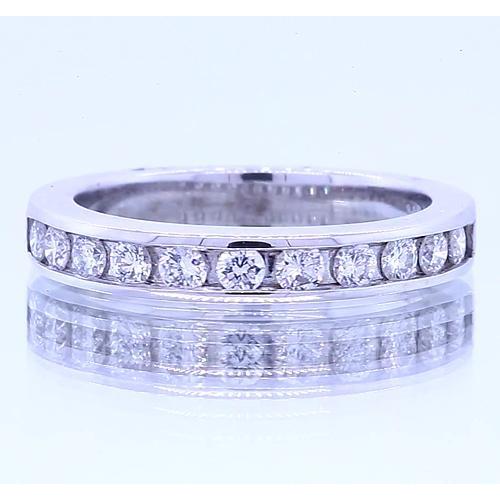 1.65 Carats Anniversary Band Round Real Diamond White Gold 14K