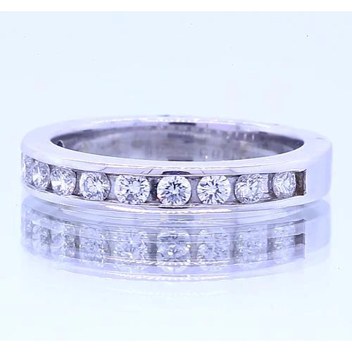 1.65 Carats Anniversary Band Round Real Diamond White Gold 14K