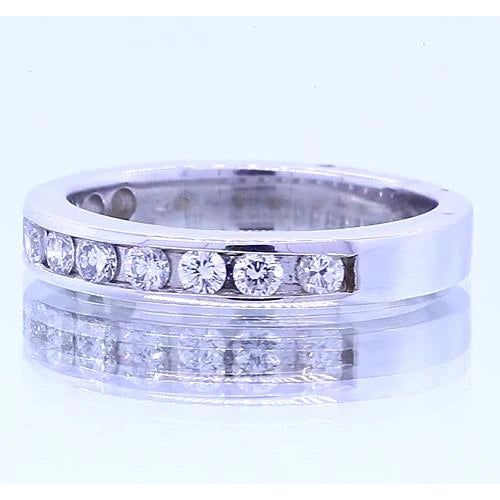 1.65 Carats Anniversary Band Round Real Diamond White Gold 14K