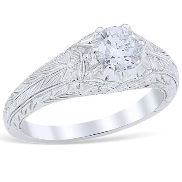 1.75 Carat Solitaire Real Diamond Antique Style Engagement Ring