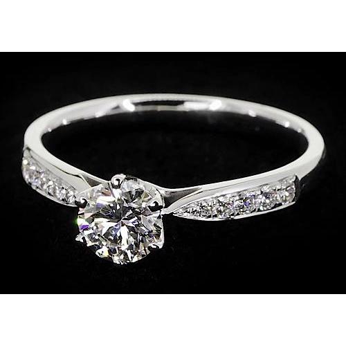 1.75 Carats Round Genuine Diamond Engagement Ring White Gold