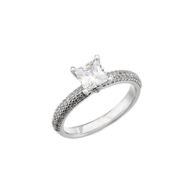 1.75 Carats White Gold Real Diamond Accented Engagement Ring - Solitaire Ring with Accents-harrychadent.ca