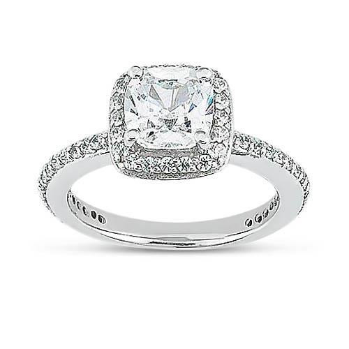 1.75 Ct Cushion Round Natural Diamond Halo Ring