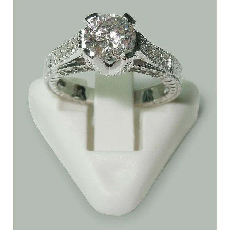1.75 Ct Round Genuine Diamonds White Gold Solitaire With Accents
