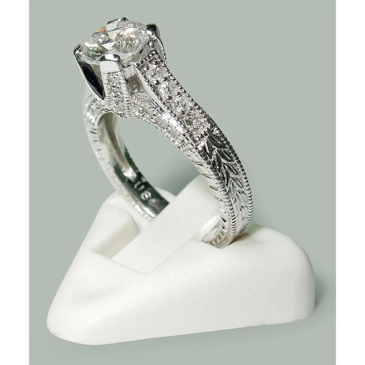 1.75 Ct Round Genuine Diamonds White Gold Solitaire With Accents Ring