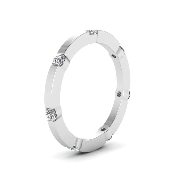 1.75 Ct Bezel Set Round Lab Grown Diamond Band Ladies 14K White Gold