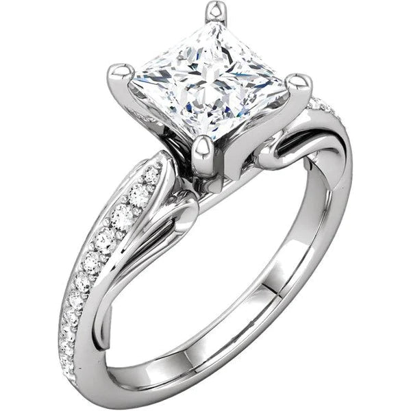 1.79 Ct Princess & Round Brilliant Real Diamonds Anniversary Ring New