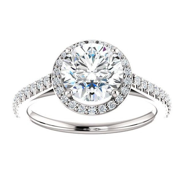 1.85 Carat Genuine Round Diamond Halo Ring White Gold 14K