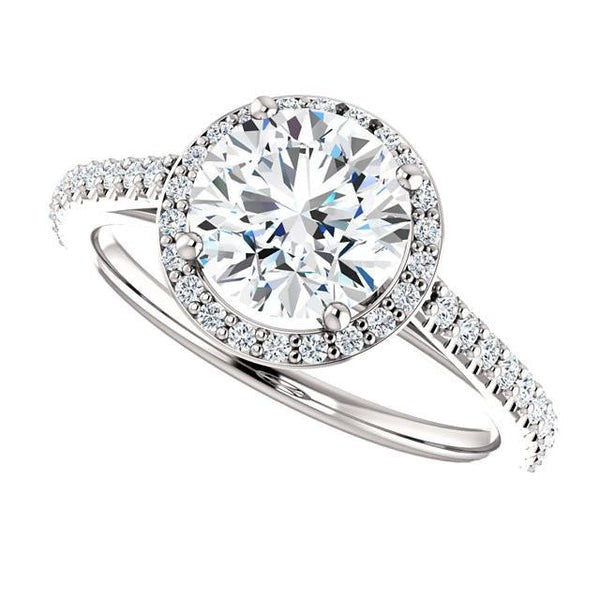 1.85 Carat Genuine Round Diamond Halo Ring White Gold 14K