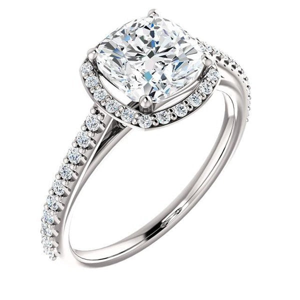 1.85 Carat Genuine Round Diamond Halo Ring White Gold 14K