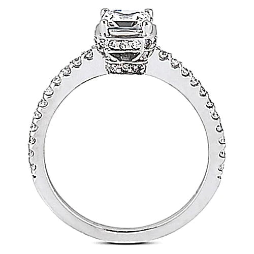 1.85 Carats Hidden Halo Real Diamonds Gold Engagement Ring With Accents