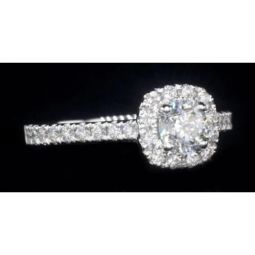 1.85 Carats Natural Diamond Halo Setting Engagement Ring White Gold 14K