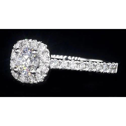1.85 Carats Natural Diamond Halo Setting Engagement Ring White Gold 14K