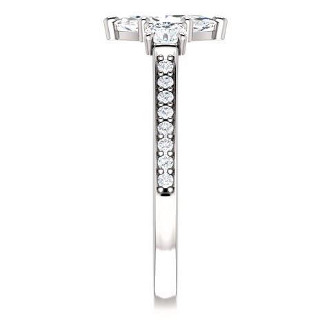 1.85 Ct. 3 Stone Marquise With Round Halo Genuine Diamonds Ring New