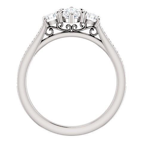 1.85 Ct. 3 Stone Marquise With Round Halo Genuine Diamonds Ring New