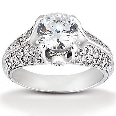 1.85 Ct. Real Diamond Antique Style Ring With Accents