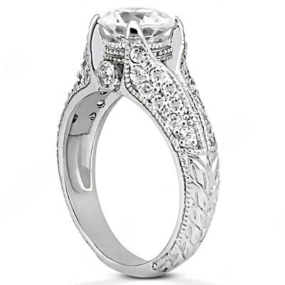 1.85 Ct. Real Diamond Antique Style Ring With Accents
