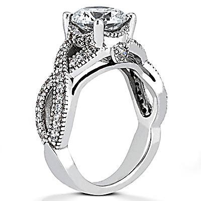 1.87 Carats Genuine Diamond Engagement Ring Twisted Shank
