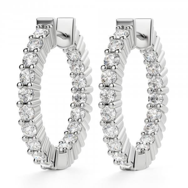 1.8 Ct Prong Set Natural Round Diamond Hoop Earring
