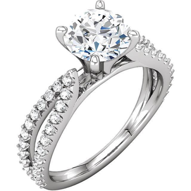 1.97 Ct Round Real Diamonds Accented Ring Split Shank Women Jewelry