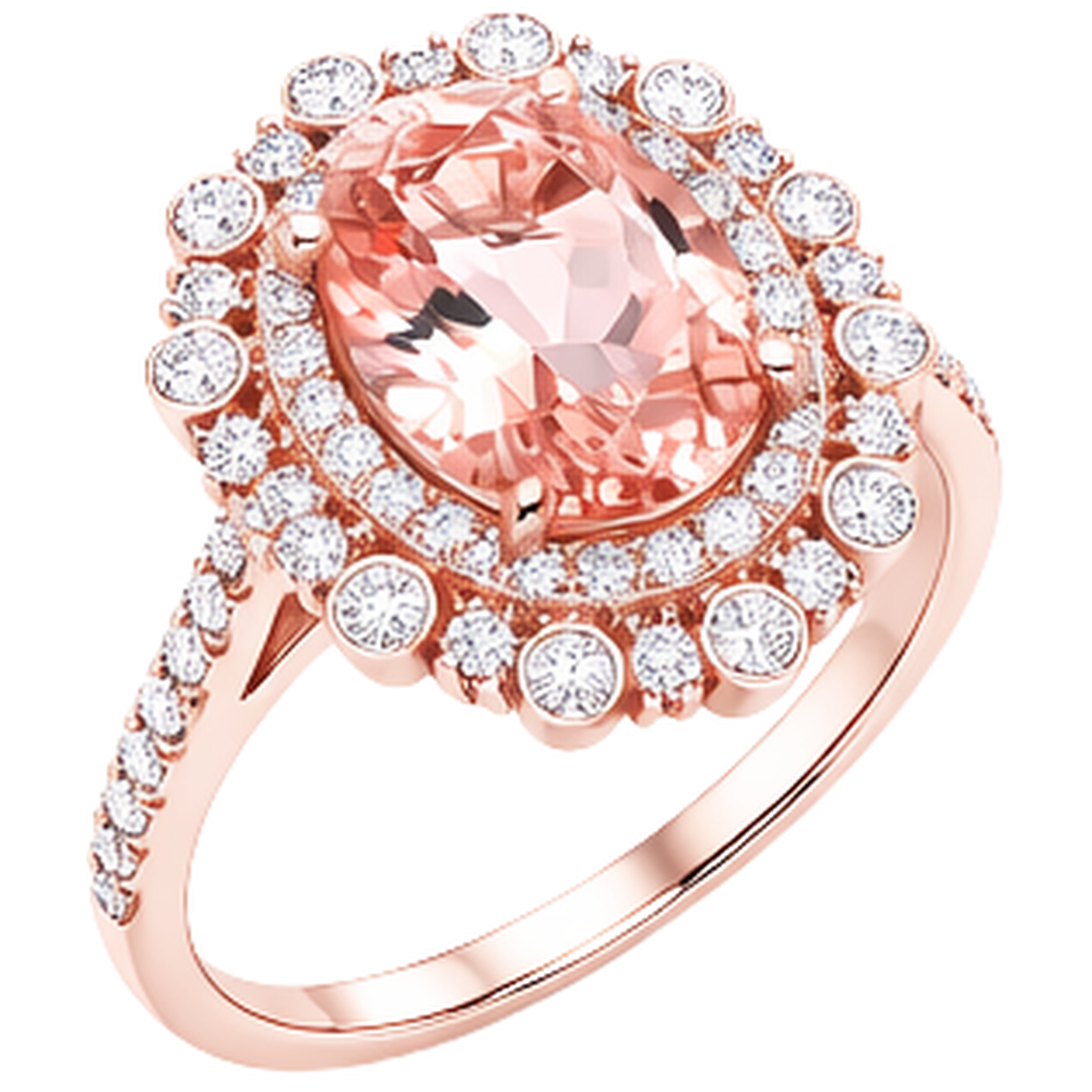 10.75 Ct Morganite And Natural Earth Mined Diamond ( Not Lab Grown )s Anniversary Ring Gold Rose 14K