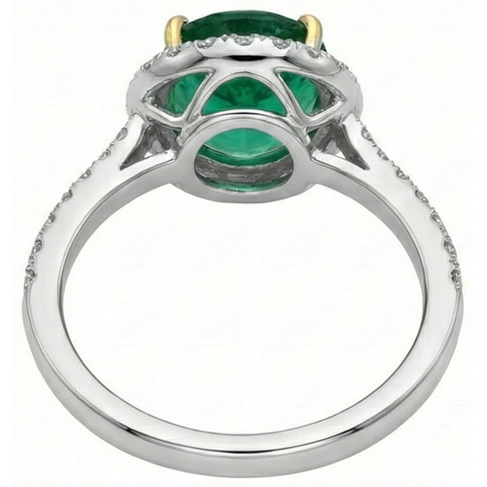 10 Carats Oval Green Emerald And Round Natural Earth Mined Diamond ( Not Lab Grown ) Ring Fine Jewelry