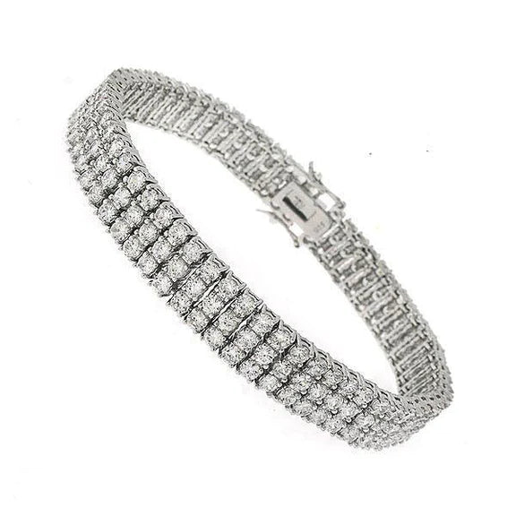 10.80 Carats Round 4 Prong Set Lab Grown Diamonds Tennis Bracelet White Gold 14K