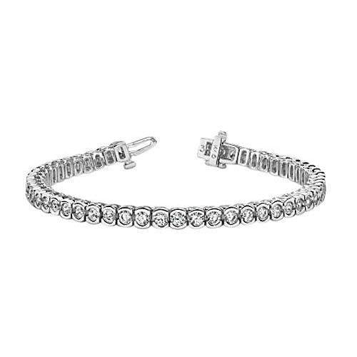10 Carats Round Brilliant Cut Lab Grown Diamonds Tennis Bracelet White Gold 14K