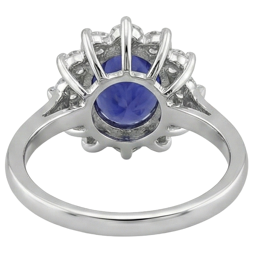 natural round tanzanite 11.75ct ring with diamond accents