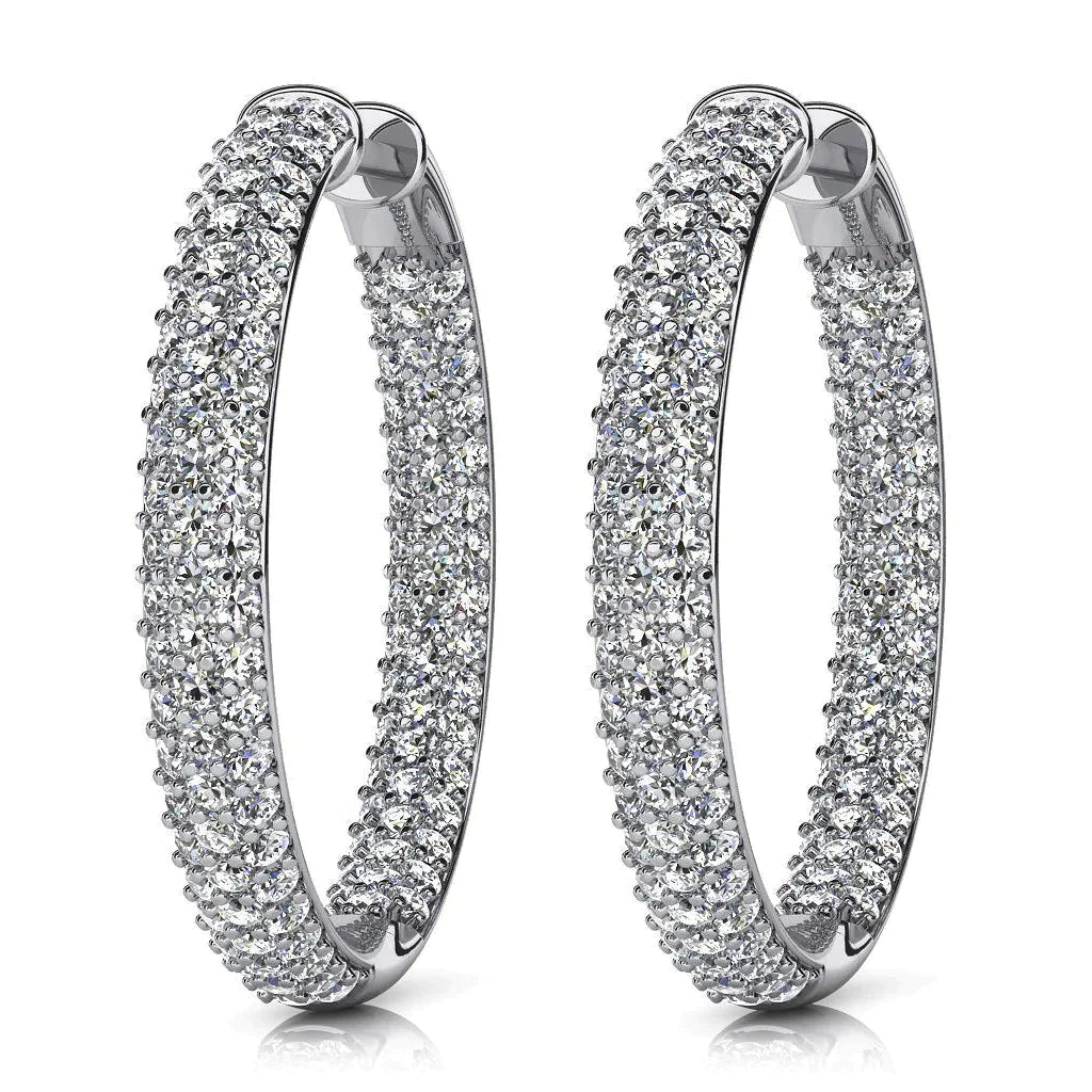 12 Carat Dazzling RealDiamond Hoop Gold Earrings
