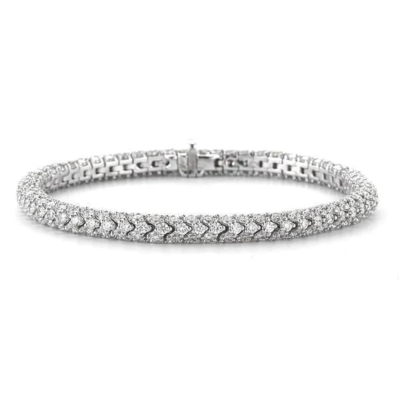 12 Carats Round Lab Grown DIamonds Bracelet White Gold Jewelry New Sparkling