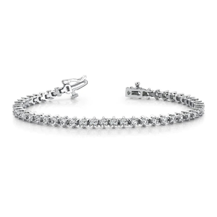 12 Ct Brilliant Lab Grown Diamonds Prong Set Tennis Bracelet White Gold 14K