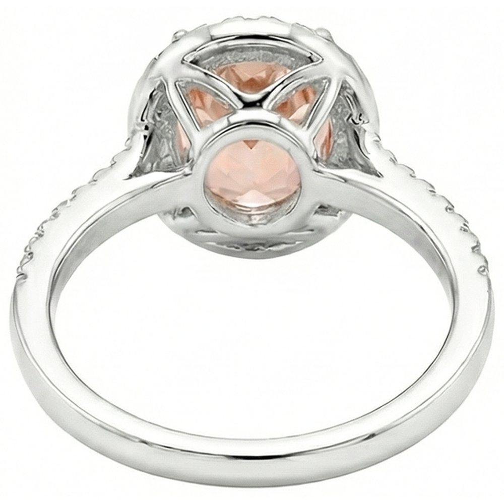13 Ct Morganite And Natural Earth Mined Diamond ( Not Lab Grown ) Wedding Ring Solid White Gold