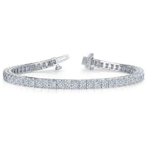 13 Carats Princess Cut Lab Grown Diamonds Tennis Bracelet Solid White Gold 14K