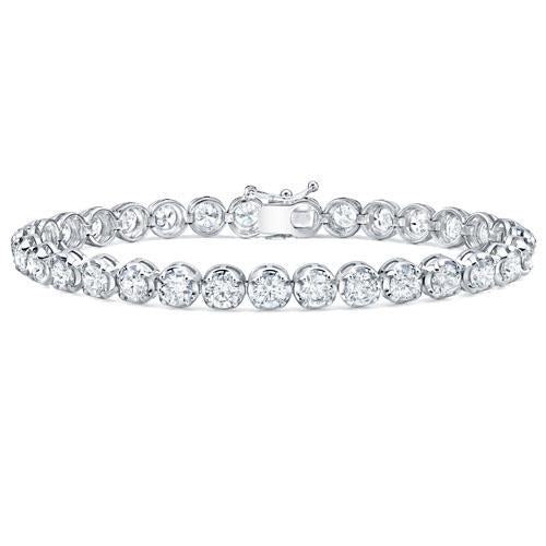 14.40 Carats Round Cut Lab Grown Diamonds Women Bracelet White Gold 14K