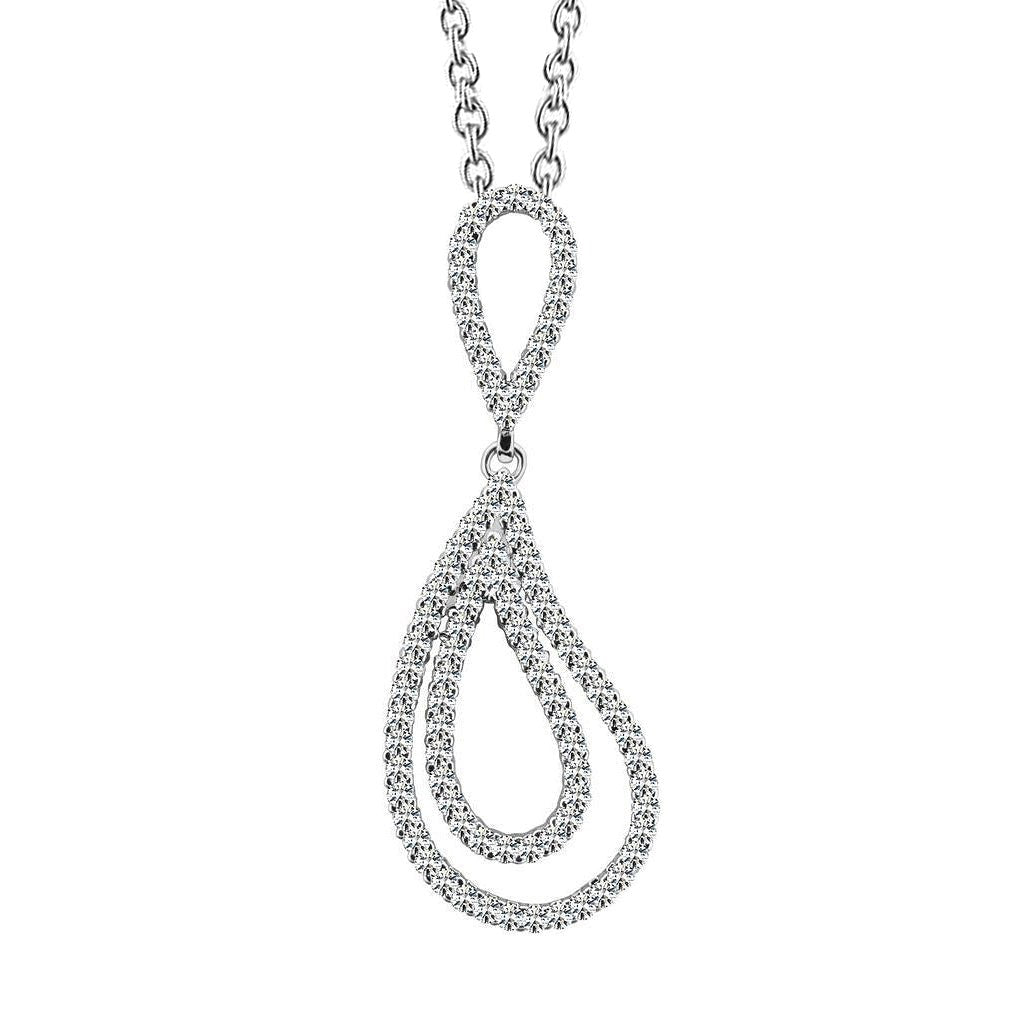 14 Ct Gorgeous Real Round Cut Diamonds Wavy Teardrop Pendant Necklace