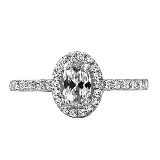14K Gold Halo Oval Old Miner Real Diamond Ring 5.50 Carats