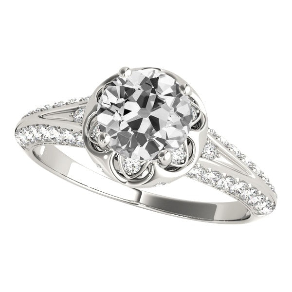 14K Gold Halo Ring Round Real Old Miner Diamond Pave Set 6 Carats