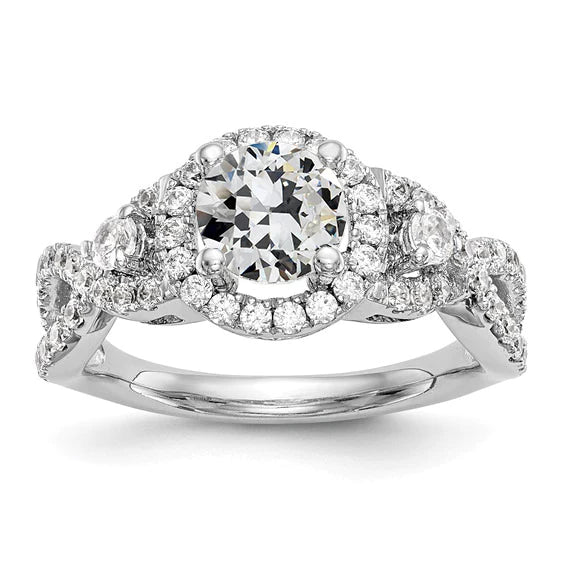 14K Gold Halo Wedding Ring Old Cut Real Diamond Infinity Style 3.50 Carats