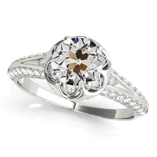 14K Gold Round Old Cut Natural Diamond Anniversary Ring 4.50 Carats
