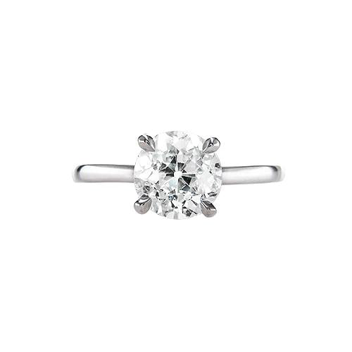 14K Gold Solitaire Old Cut Round Real Diamond Ring Prong Set 1.25 Carats