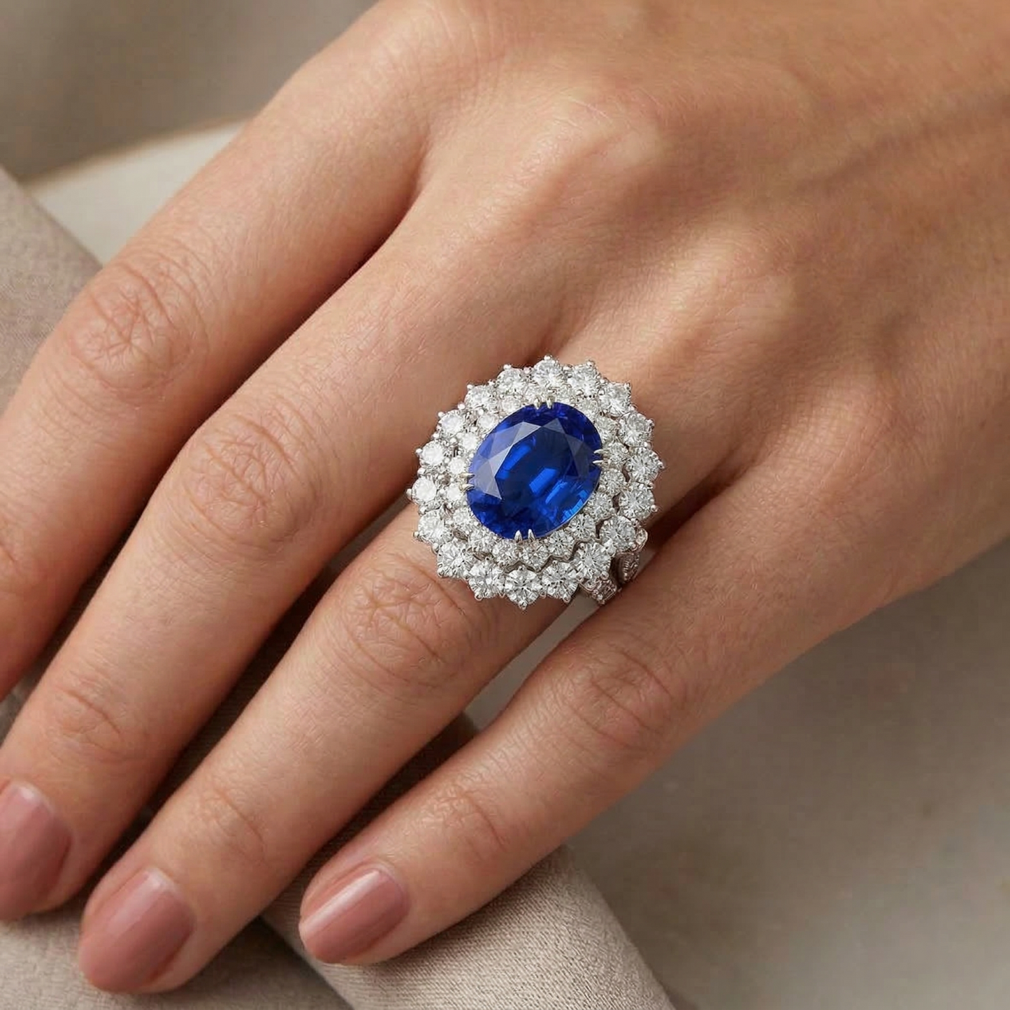 natural round sapphire 10ct ring with diamond accents
