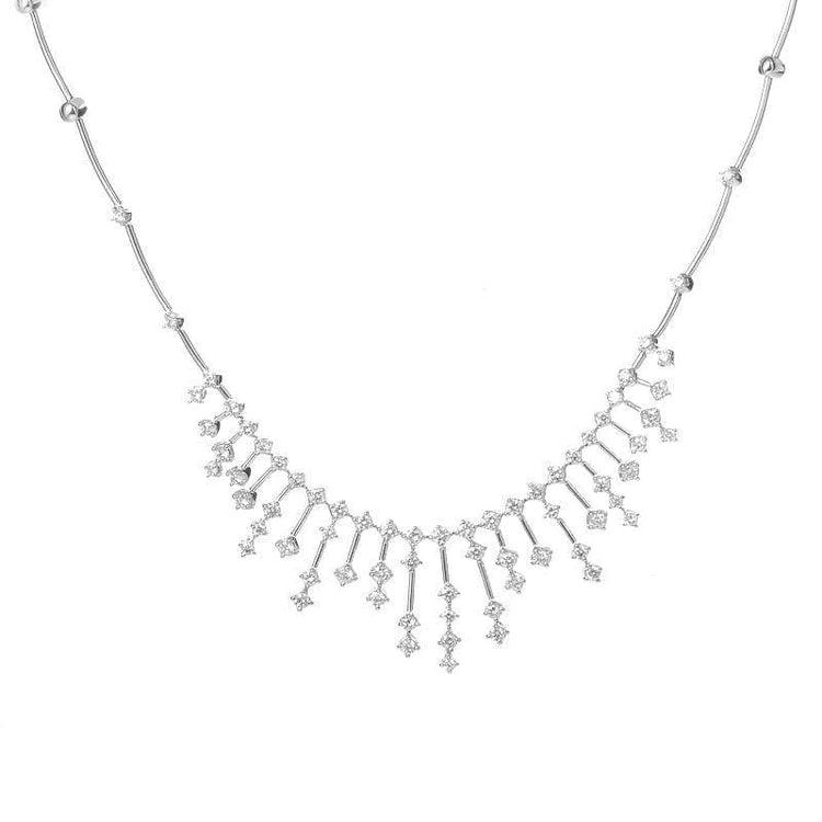 14K White Gold Ladies 7 Ct Round Brilliant Cut Real Diamonds Necklace