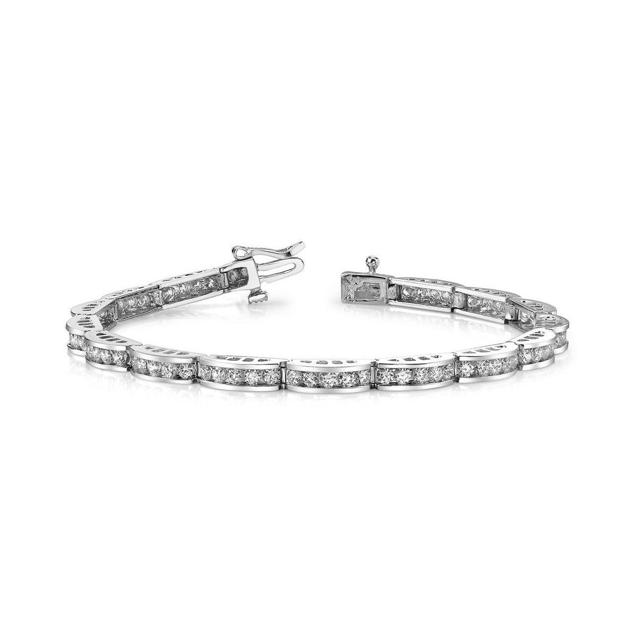 14K White Gold Real Round Channel Diamond Bracelet 7.50 Carats
