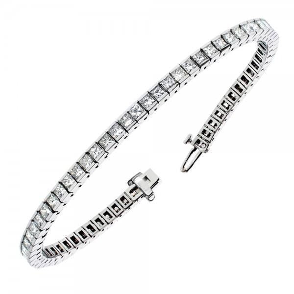 14K Princess Cut 9.30 Carats Lab Grown Diamonds Channel Set Tennis Bracelet - Tennis Bracelet-harrychadent.ca